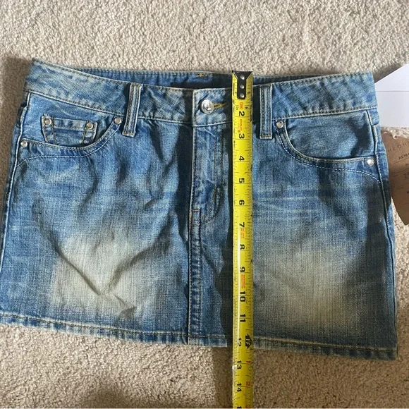 Denim Low Rise Micro Mini Skirt - Picture 8 of 9